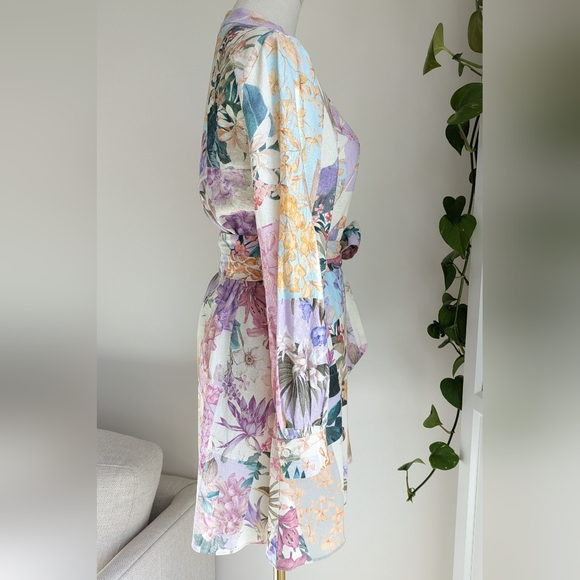 Zara Patchwork Belted Mini Dress - Picture 3 of 9